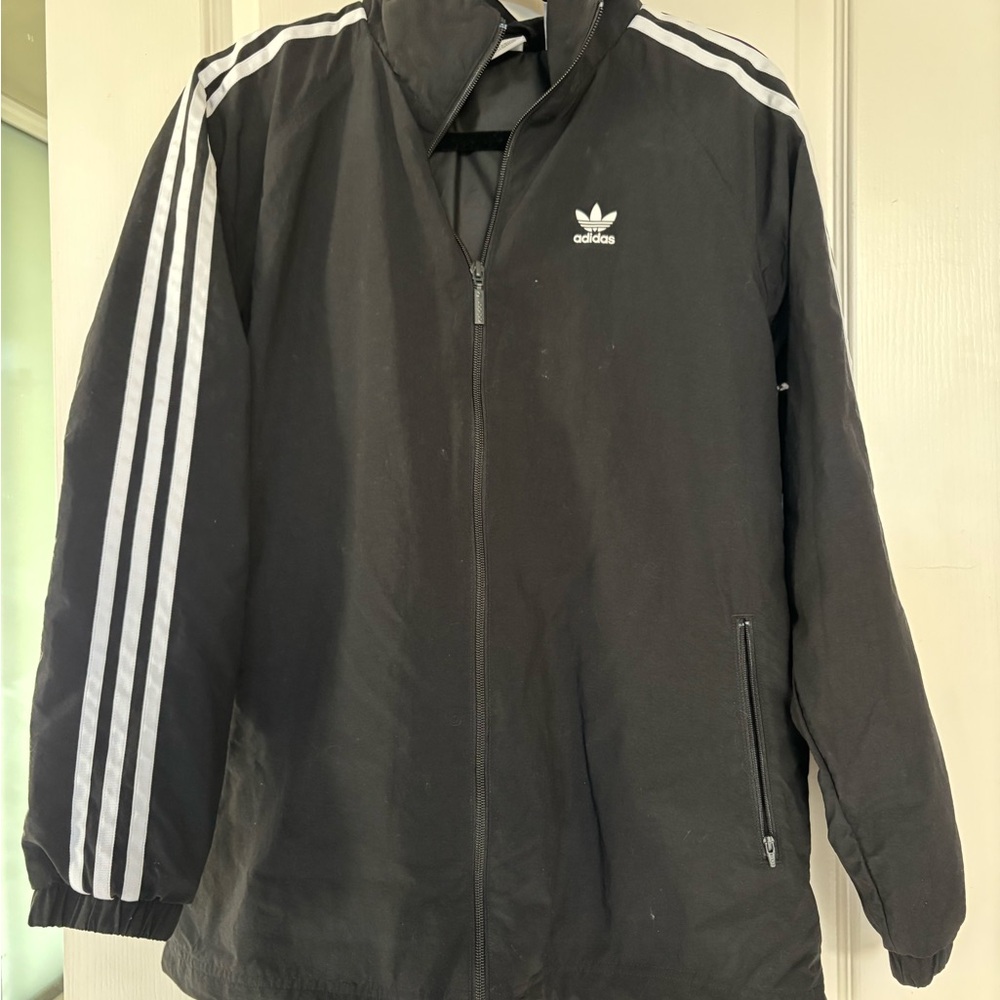 Adidas Men's Black and White Windbreaker
